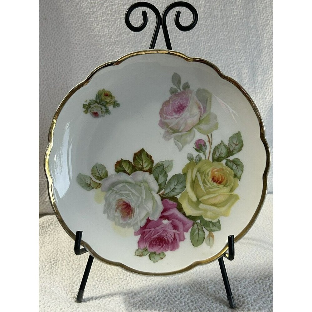 Vintage Prince Regent Bavaria 8” Snack Plate Multicolored Roses & Gilding EUC